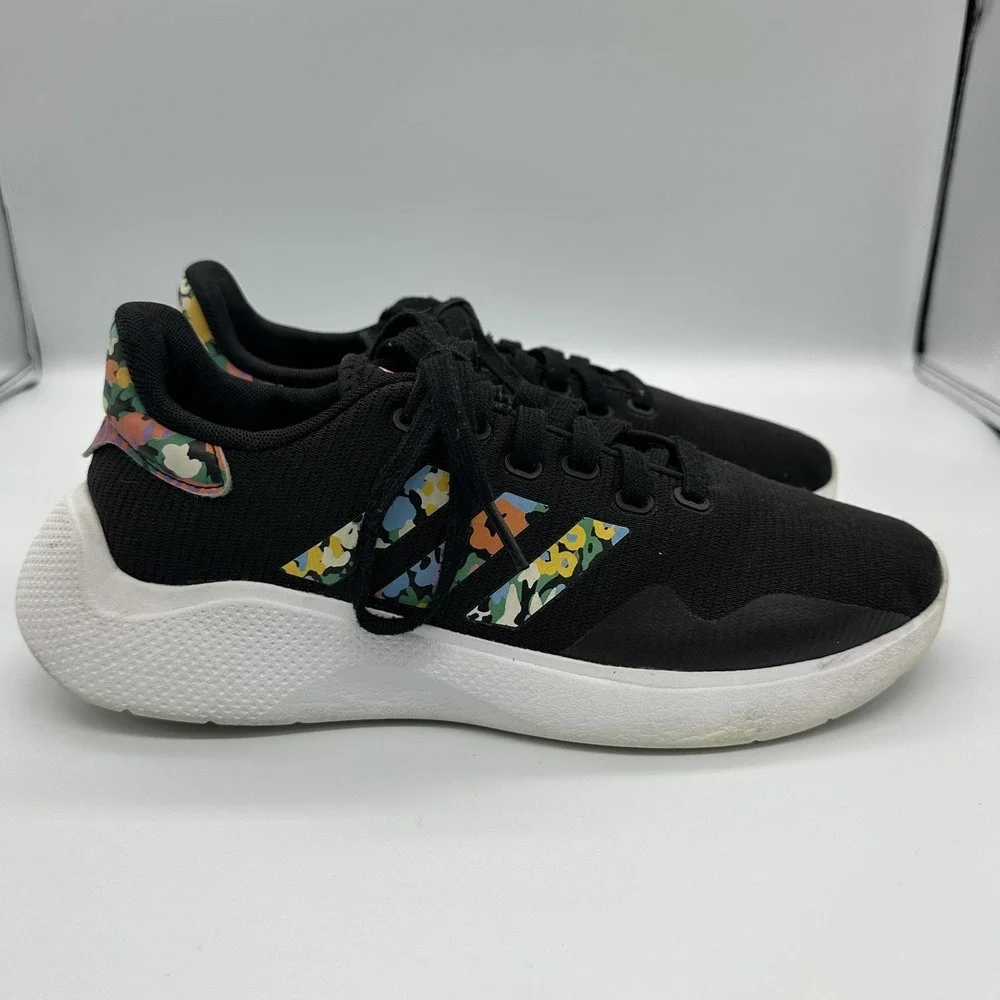 Adidas IY3001 Shoes Womens Size 9 Black Floral Mesh Running Sneakers Athletic - Picture 3 of 10